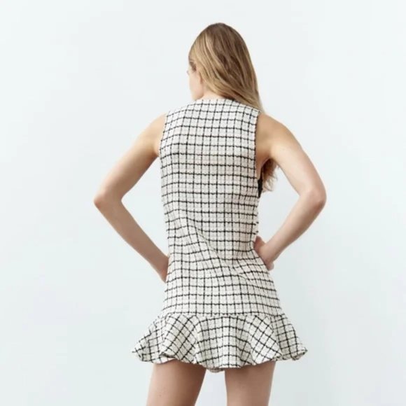 ZARA Pinafore Plaid Dress - Picture 3 of 6